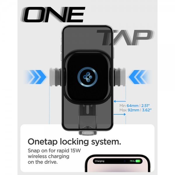 Spigen Bilholder OneTap Pro Dashboard Mount Oplader 15W Sort