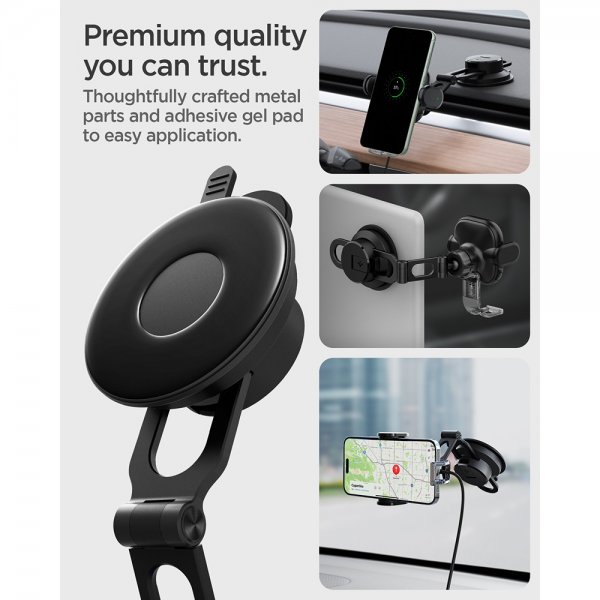 Spigen Bilholder OneTap Pro Dashboard Mount Oplader 15W Sort