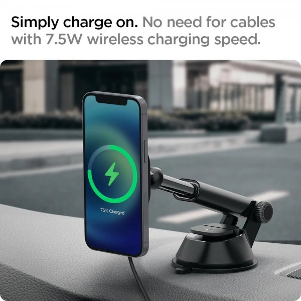 Spigen Bilholder OneTap Magnetic Car Mount Dashboard Trådløs Opladning Sort
