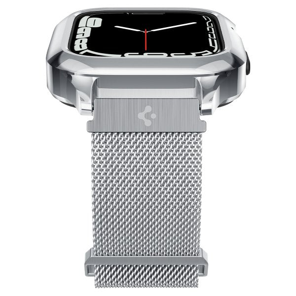 Spigen Apple Watch 45mm Cover med Rem Metal Fit Pro Silver