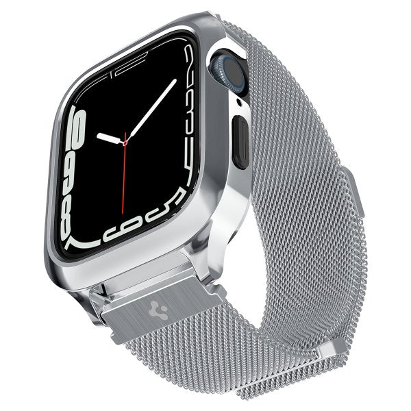 Spigen Apple Watch 45mm Cover med Rem Metal Fit Pro Silver