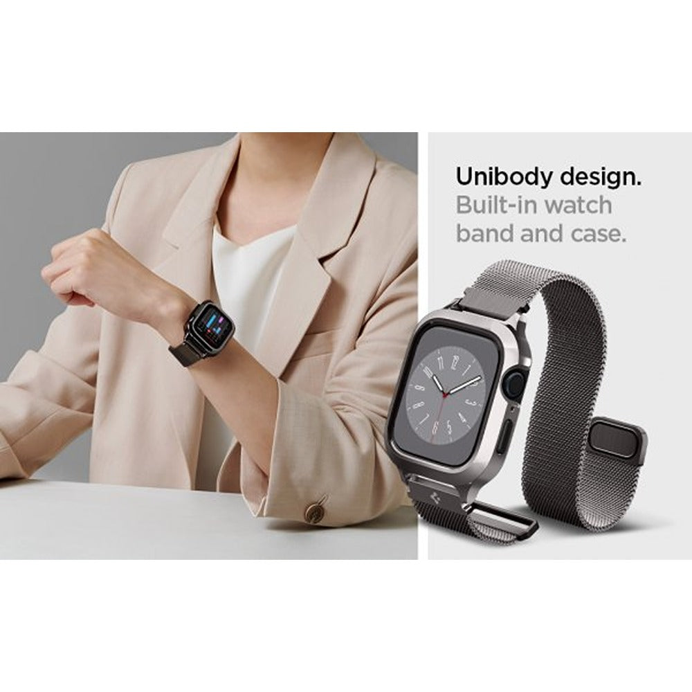 Spigen Apple Watch 45mm Skal med Rem Metal Fit Pro Graphite