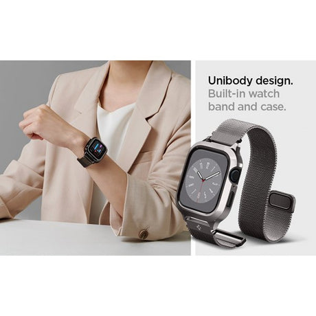 Spigen Apple Watch 45mm Skal med Rem Metal Fit Pro Graphite
