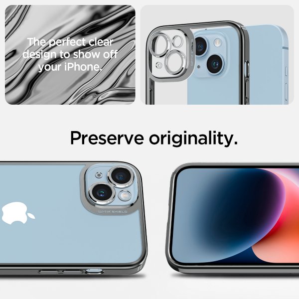 Spigen iPhone 14 Plus Cover Optik Crystal Chrome Gray