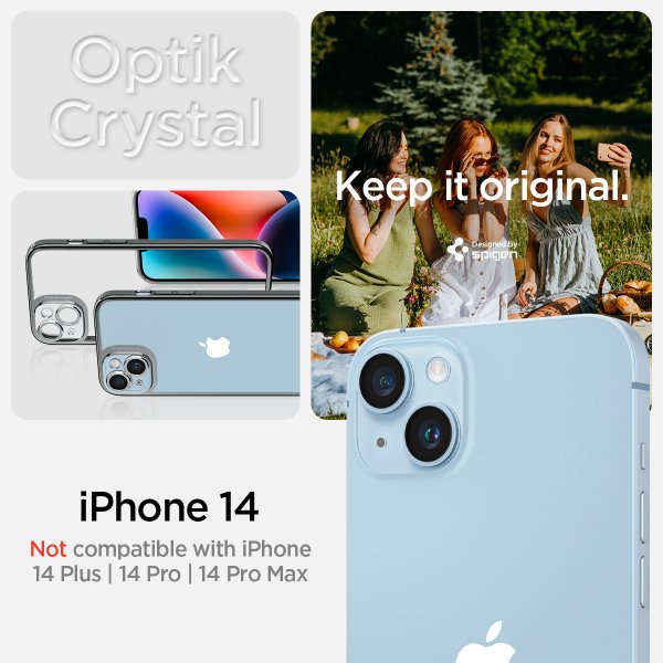 Spigen iPhone 14 Cover Optik Crystal Chrome Gray