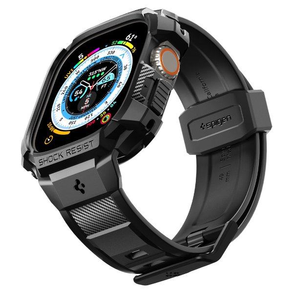 Spigen Apple Watch Ultra Etui og Rem Rugged Armor Pro Sort