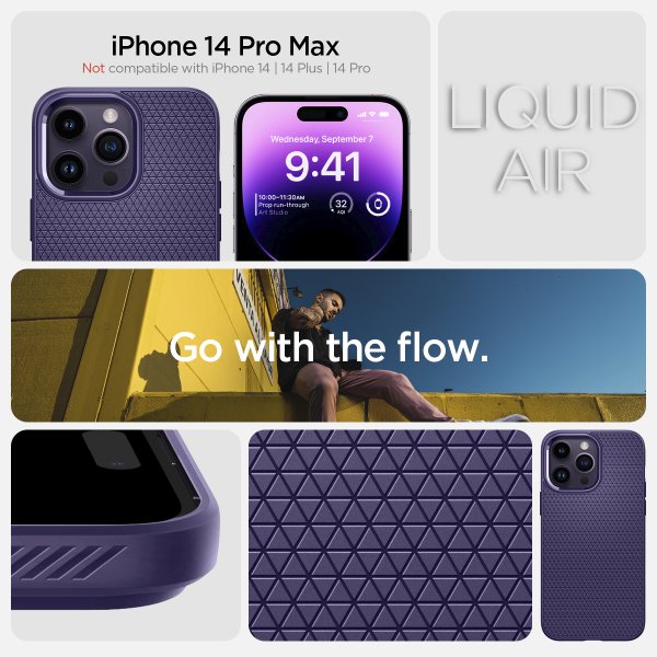 Spigen iPhone 14 Pro Max Cover Liquid Air Deep Purple