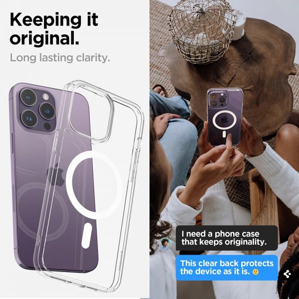 Spigen iPhone 14 Pro Cover AirSkin Hybrid MagFit Hvid