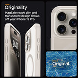 Spigen iPhone 15 Pro Cover Ultra Hybrid MagFit Frost Natural Titanium