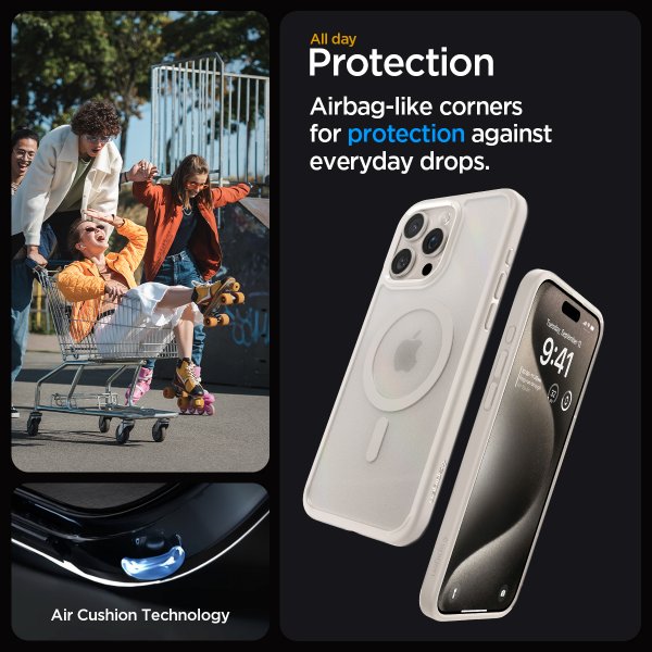 Spigen iPhone 15 Pro Cover Ultra Hybrid MagFit Frost Natural Titanium