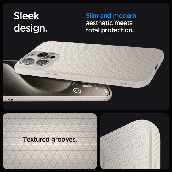 Spigen iPhone 15 Pro Cover Liquid Air Natural Titanium