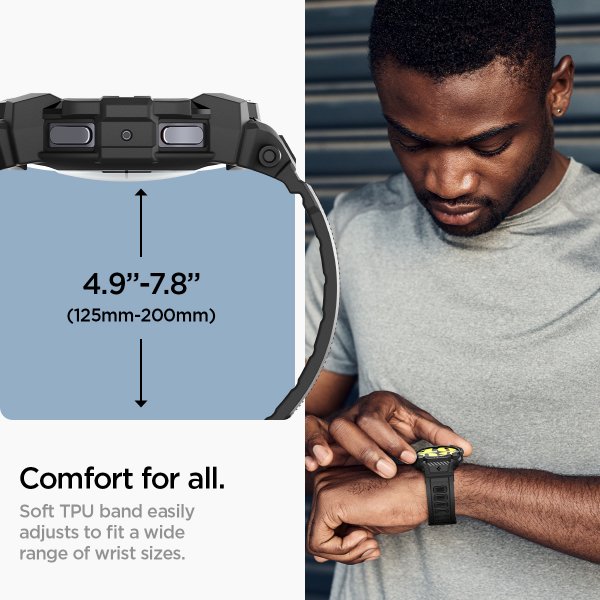 Spigen Samsung Galaxy Watch 7 40mm Rem og Cover Rugged Armor Pro Mat Sort