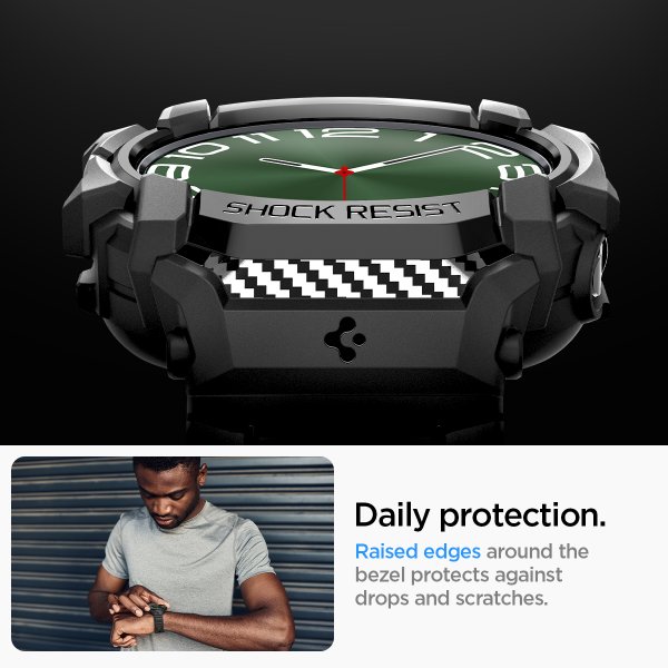 Spigen Samsung Galaxy Watch Ultra Armbånd og Etui Rugged Armor Pro Matte Black
