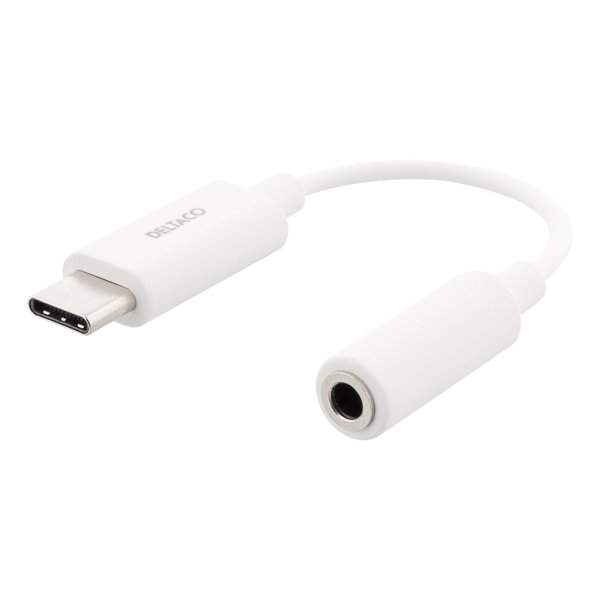 Deltaco Adapter USB-C til 3.5mm Hvid