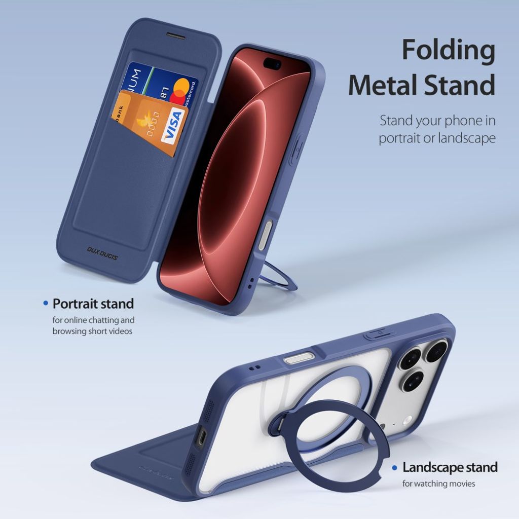 Dux Ducis iPhone 17 Pro Max/18 Pro Max Cover Skin X Pro Series Kickstand MagSafe Blå