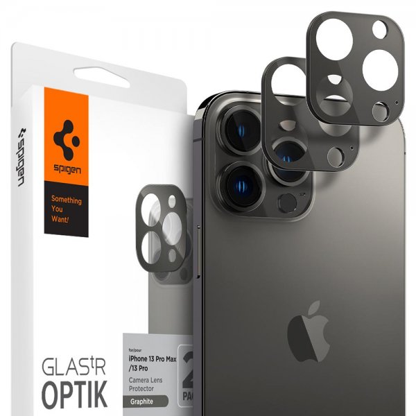 Spigen iPhone 13 Pro/iPhone 13 Pro Max Kamerabeskyttelse Glas.tR Optik 2-pak Grafit