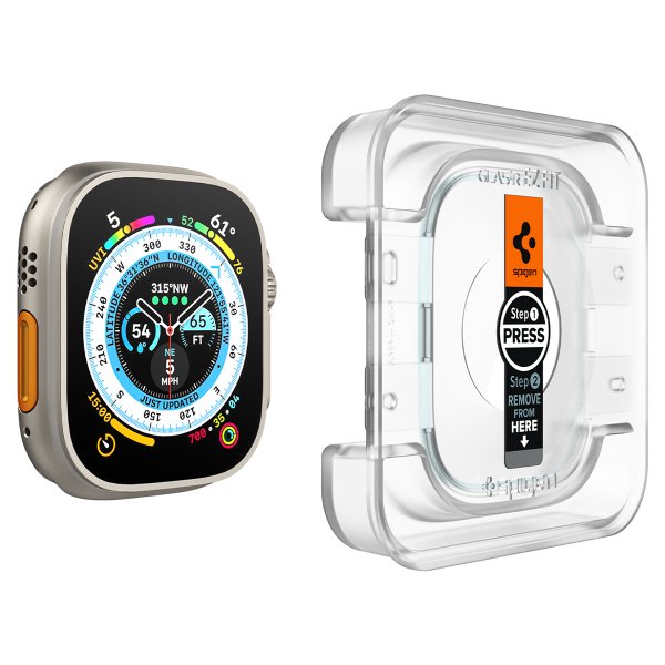 Spigen Apple Watch Ultra Skærmbeskytter GLAS.tR EZ Fit 2-pak