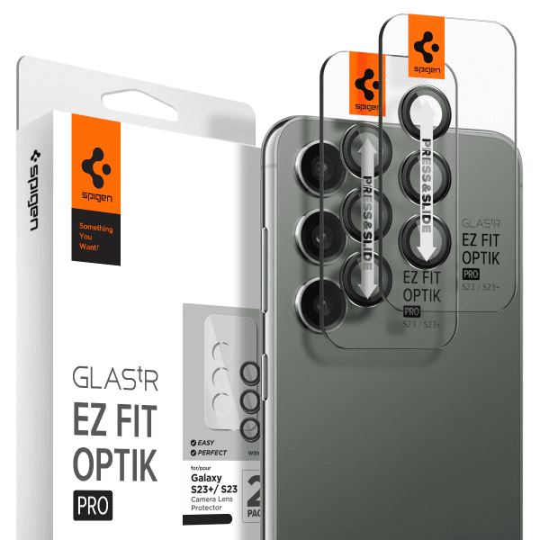 Spigen Samsung Galaxy S23/S23 Plus/S24 Kamerabeskyttelse GLAS.tR EZ Fit Optik Pro 2-pak Sort
