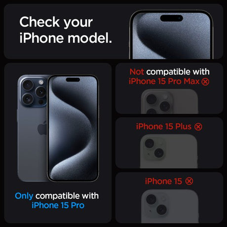 Spigen iPhone 15 Pro Skærmbeskyttelse GLAS.tR EZ Fit FC Sort 2-pak
