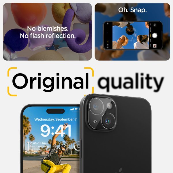 Spigen iPhone 14/15/14 Plus/15 Plus Kamerabeskyttelsesglas.tR Optik Crystal Clear 2-pak