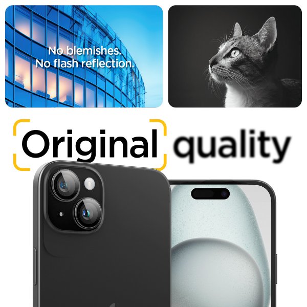 Spigen iPhone 14/15/14 Plus/15 Plus Kamerabeskyttelse GLAS.tR EZ Fit Optik Pro Crystal Clear 2-pak