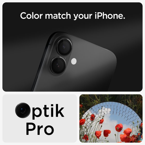 Spigen iPhone 16/iPhone 16 Plus Kamerabeskyttelse GLAS.tR EZ Fit Optik Pro 2-pak Sort