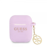 Guess AirPods 1/2 Cover Classic Logo 4G Charm Lilla