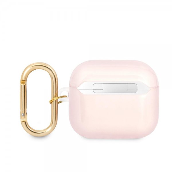 Guess AirPods 3 Cover Printed Stripe & Gold Hook Lyserød