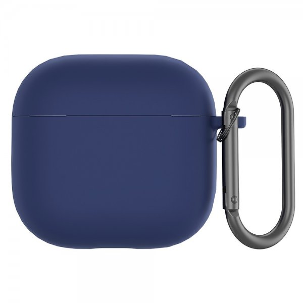 AirPods 4 Cover i Silikone med Karabinhage Mørk Blå