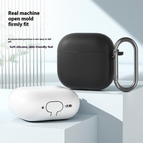 AirPods 4 Cover i Silikone med Karabinhage Mørk Blå
