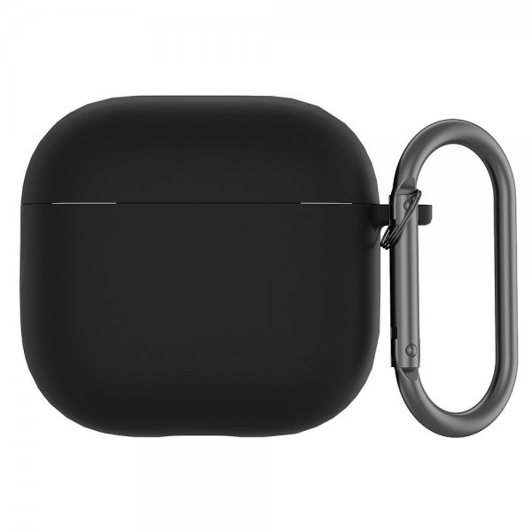 AirPods 4 Cover i Silikone med Karabinhage Sort