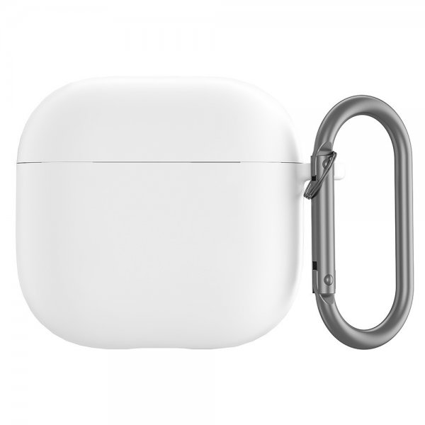 AirPods 4 Cover i Silikone med Karabinhage Hvid