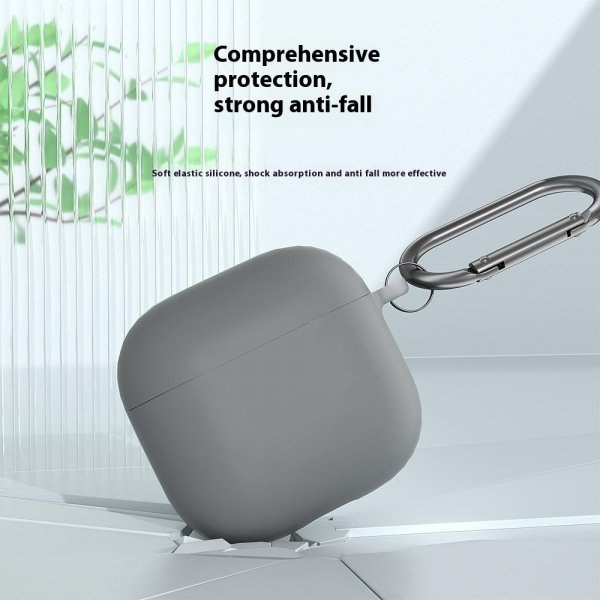AirPods 4 Cover i Silikone med Karabinhage Hvid