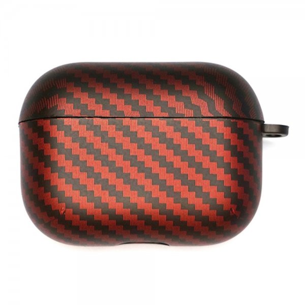 AirPods Pro 2 Cover Kulfiberstruktur Sort Rød