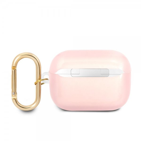 Guess AirPods Pro Cover Printed Stripe & Gold Hook Lyserød