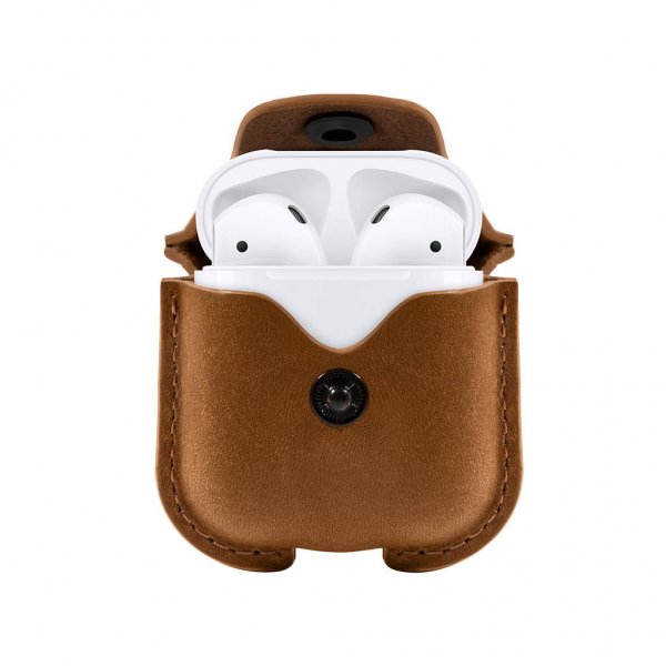 Twelve South AirSnap AirPods (1/2) Cover Ægte Læder Brun