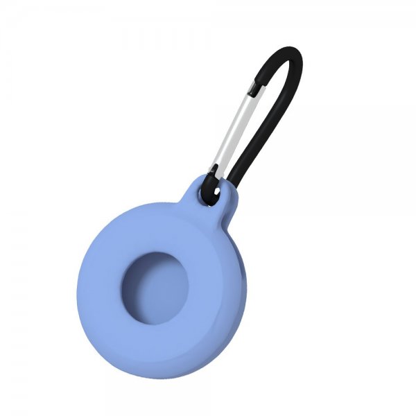 Apple AirTag Holder i Silikone med Karabinhage Lysblå