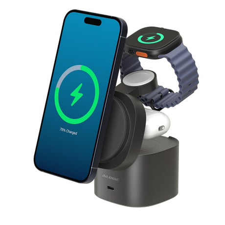 Alogic Trådløs oplader PowerPod 4-in-1 Qi2 Sort