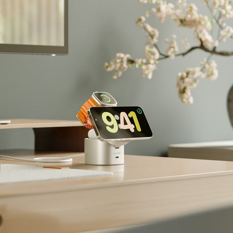 Alogic Trådløs oplader PowerPod 4-in-1 Qi2 Hvid