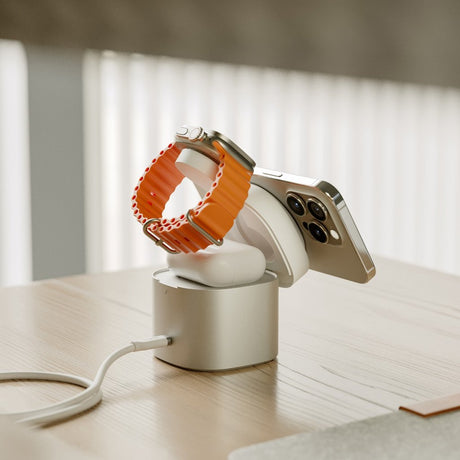 Alogic Trådløs oplader PowerPod 4-in-1 Qi2 Hvid