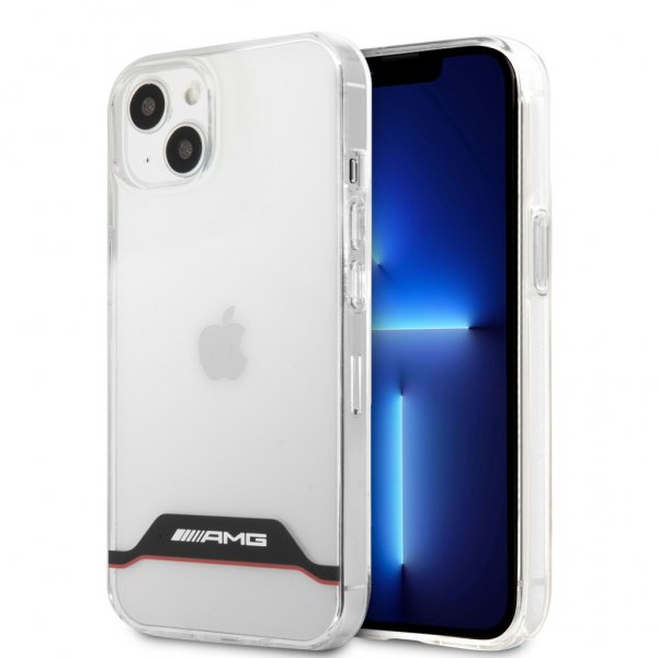 AMG iPhone 13 Mini Cover Elektrobelagt Horisontale Striber Rød Gennemsigtig
