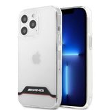 AMG iPhone 13 Pro Max Cover Elektropletteret Horisontale Striber Rød Transparent