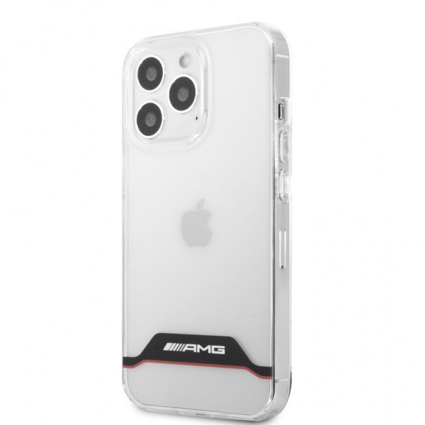 AMG iPhone 13 Pro Max Cover Elektropletteret Horisontale Striber Rød Transparent