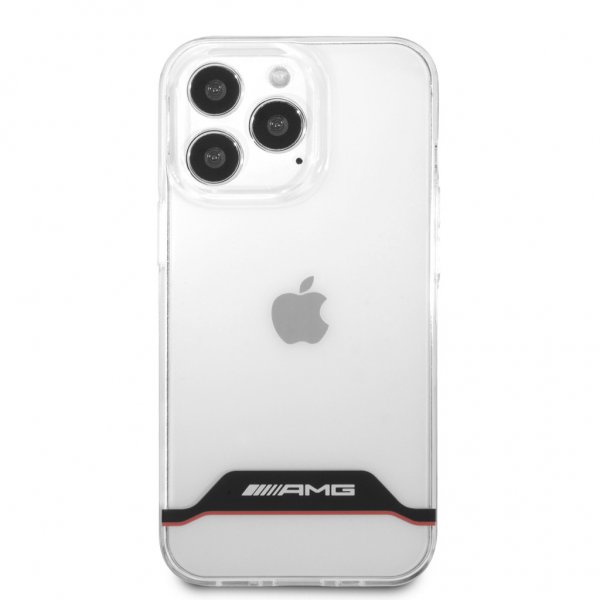 AMG iPhone 13 Pro Max Cover Elektropletteret Horisontale Striber Rød Transparent