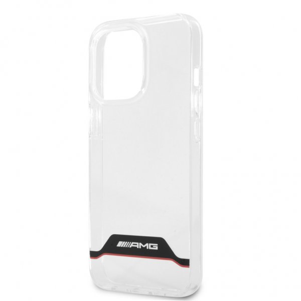 AMG iPhone 13 Pro Max Cover Elektropletteret Horisontale Striber Rød Transparent