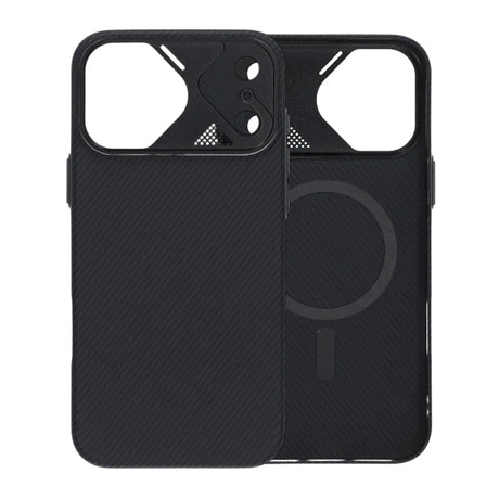 iPhone 17 Pro Max Cover Kulfibermønster MagSafe Sort