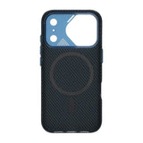 iPhone 17 Pro Max Cover Kulfibermønster MagSafe Blå