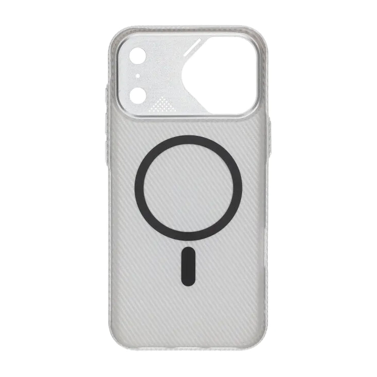 iPhone 17 Pro Max Cover Kulfibermønster MagSafe Sølv