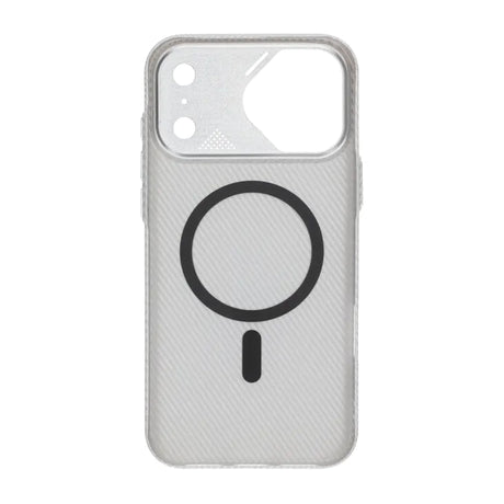 iPhone 17 Pro Max Cover Kulfibermønster MagSafe Sølv