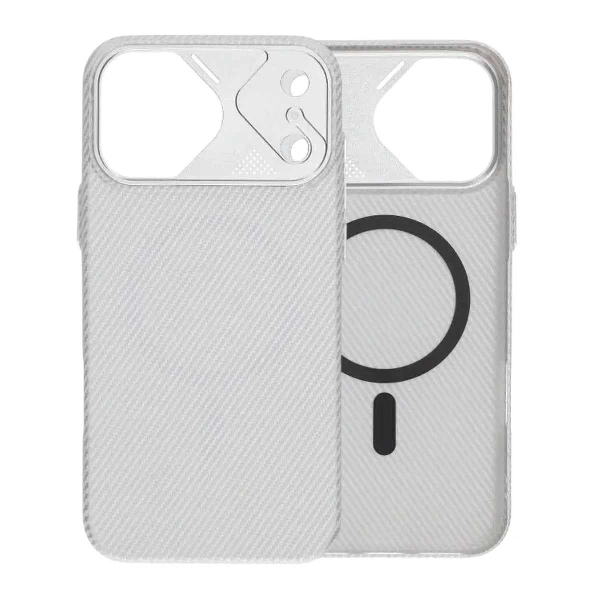 iPhone 17 Pro Max Cover Kulfibermønster MagSafe Sølv